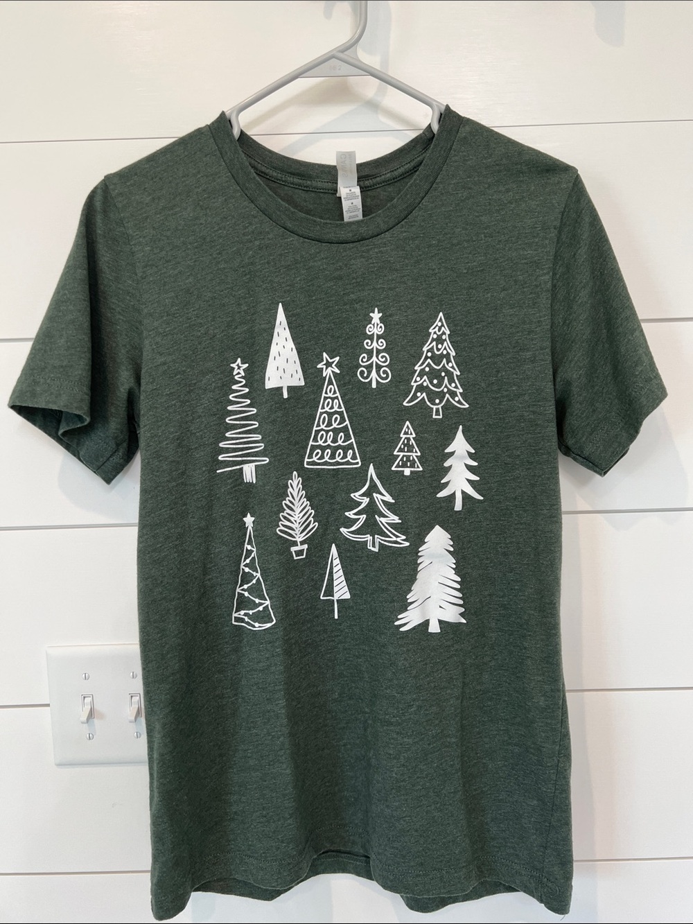 Bella Canvas Dark Green Tee with White Tree Graphic